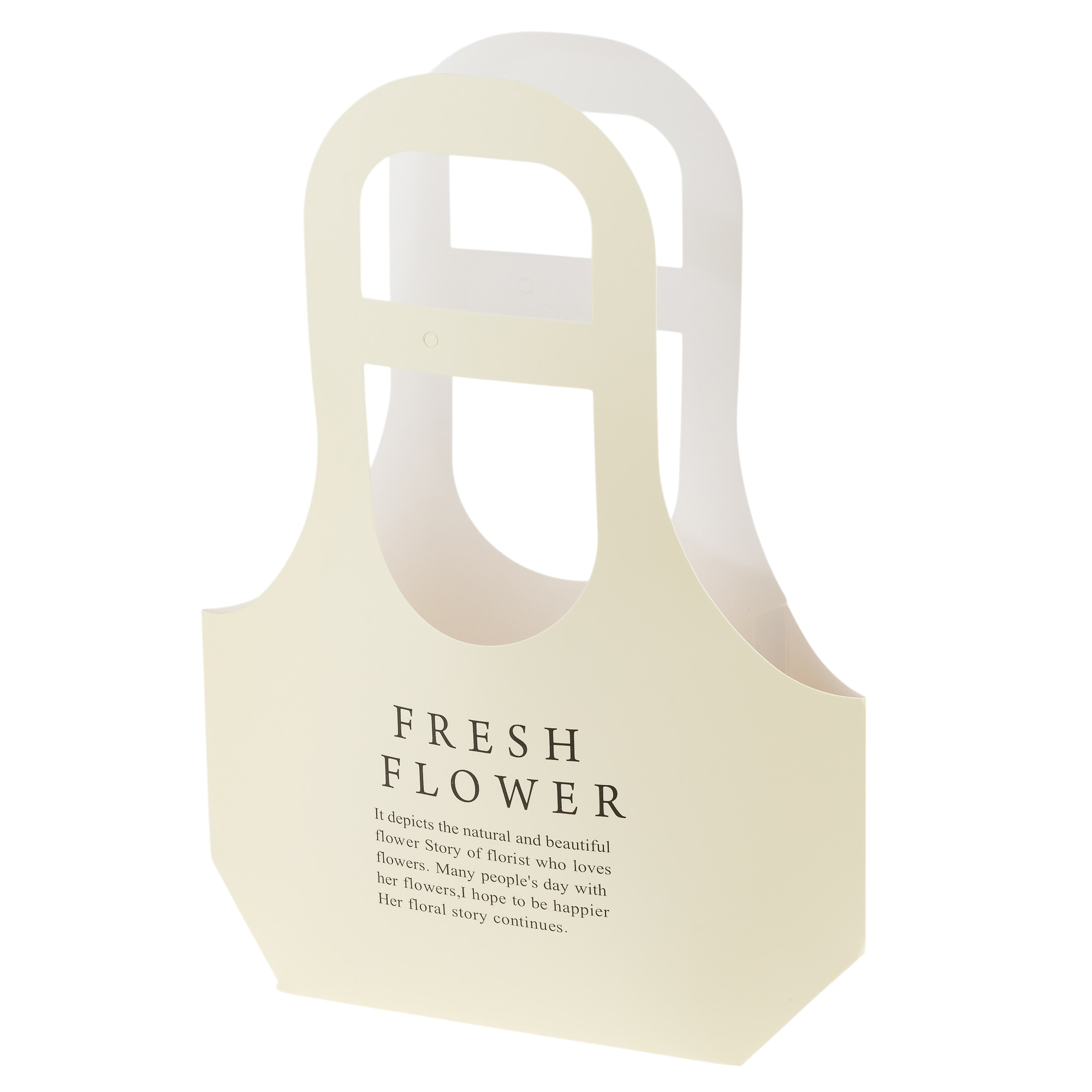 Сумка подарочная "Fresh Flowers" (картон), 25x9xH32 см, набор (10 шт) Кремовый