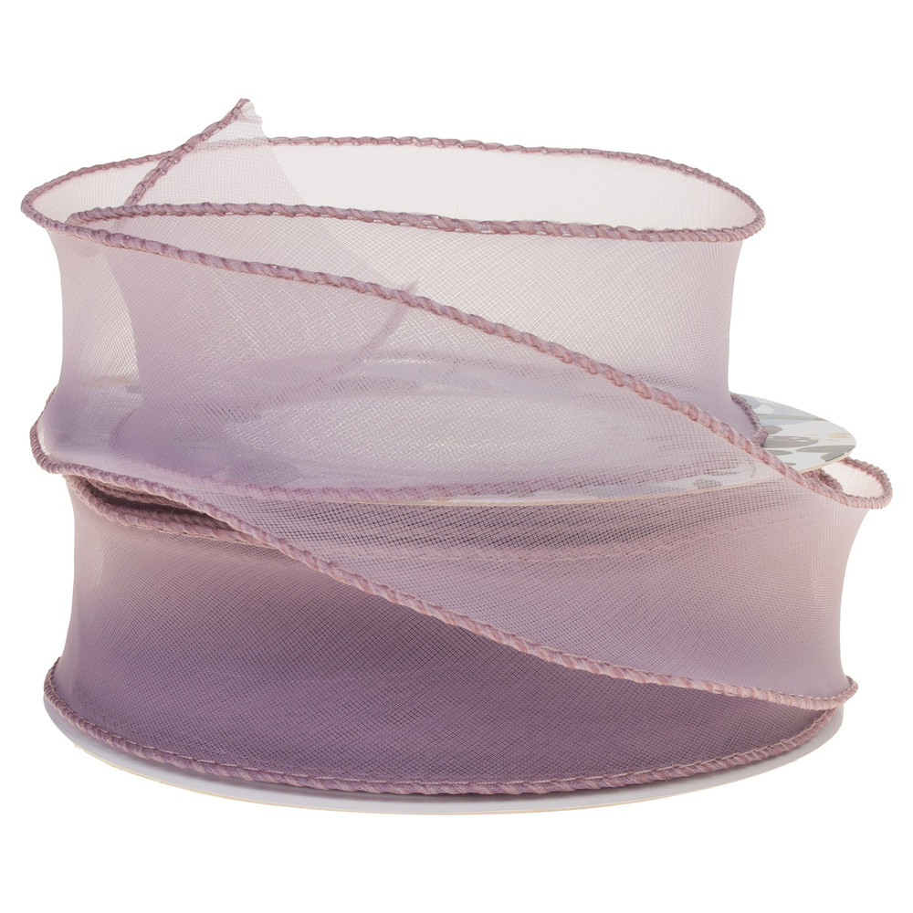 Лента органза, 40 ммx10 ярд, на леске Фиолетовый