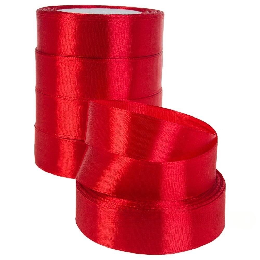 Лента атлас, 25 ммx25 ярд Красный
