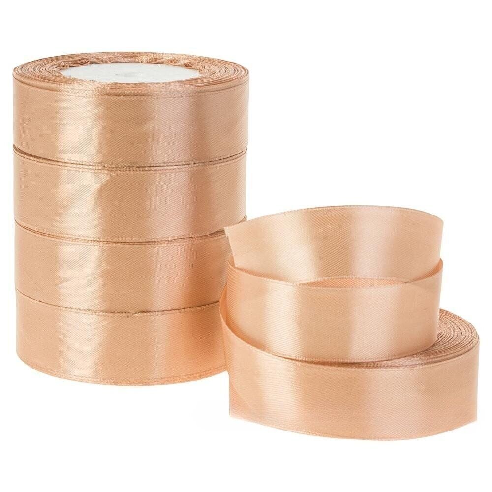 Лента атлас, 25 ммx25 ярд Карамельный