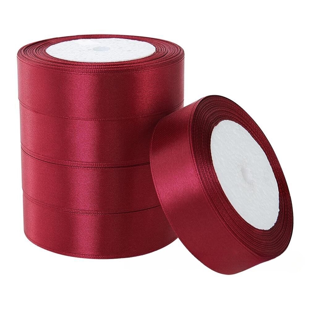 Лента атлас, 25 ммx25 ярд Ягодный