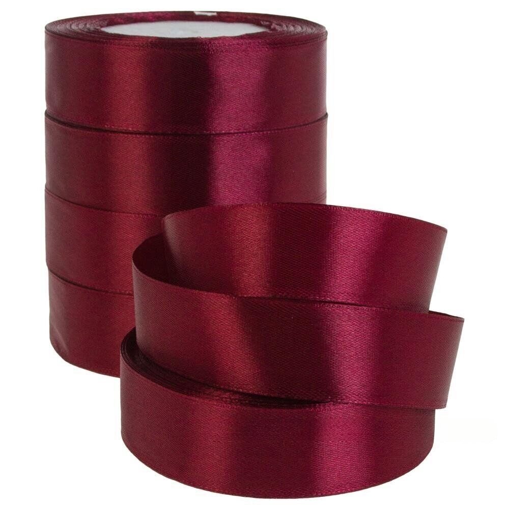 Лента атлас, 25 ммx25 ярд Розовый-сливовый