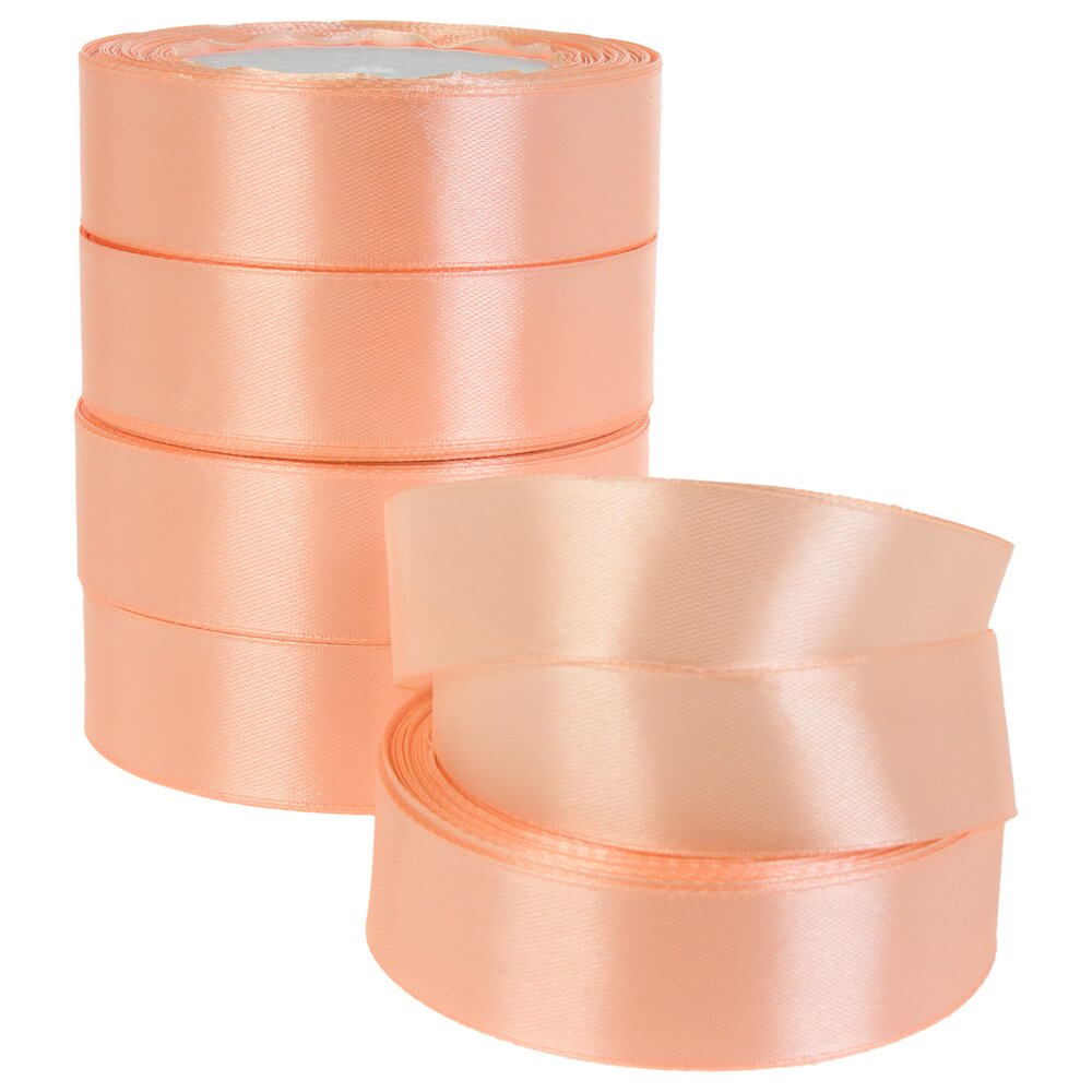 Лента атлас, 25 ммx25 ярд Персиковый