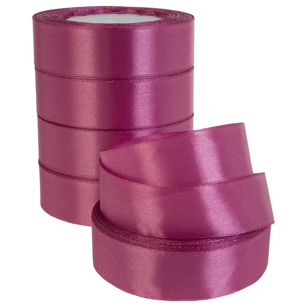 Лента атлас, 25 ммx25 ярд Темно-розовый