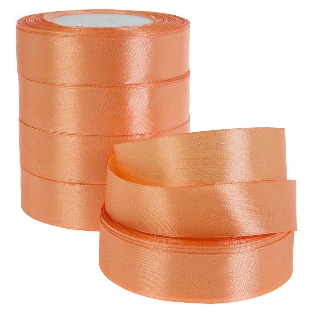 Лента атлас, 25 ммx25 ярд Светло-оранжевый