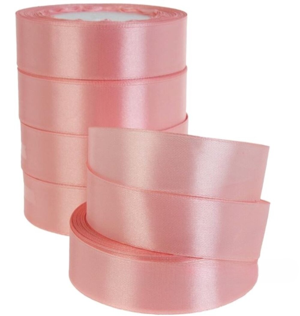 Лента атлас, 25 ммx25 ярд Пыльно-розовый
