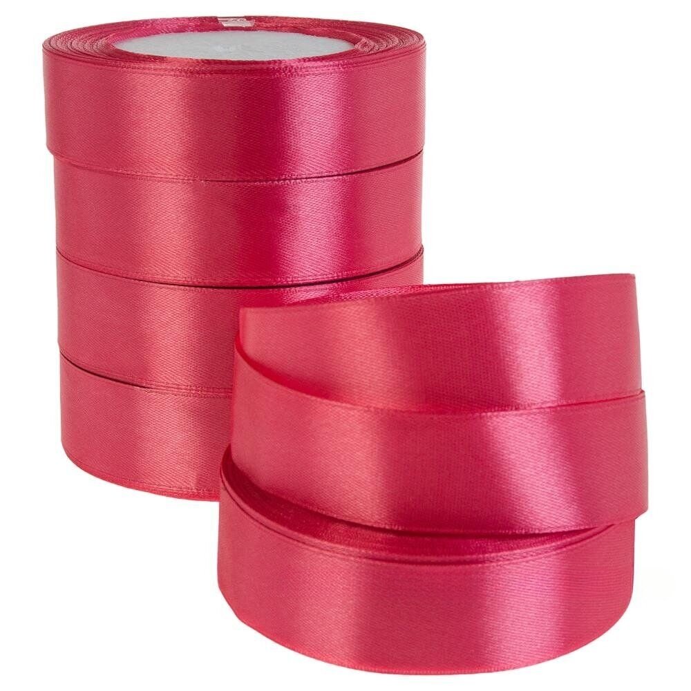 Лента атлас, 25 ммx25 ярд Темно-розовый