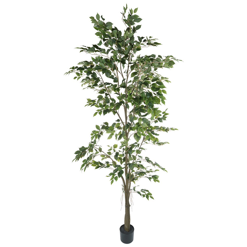 Дерево искусственное в кашпо "Фикус Бенджамина", Н240 см, 1410 листьев Зеленый