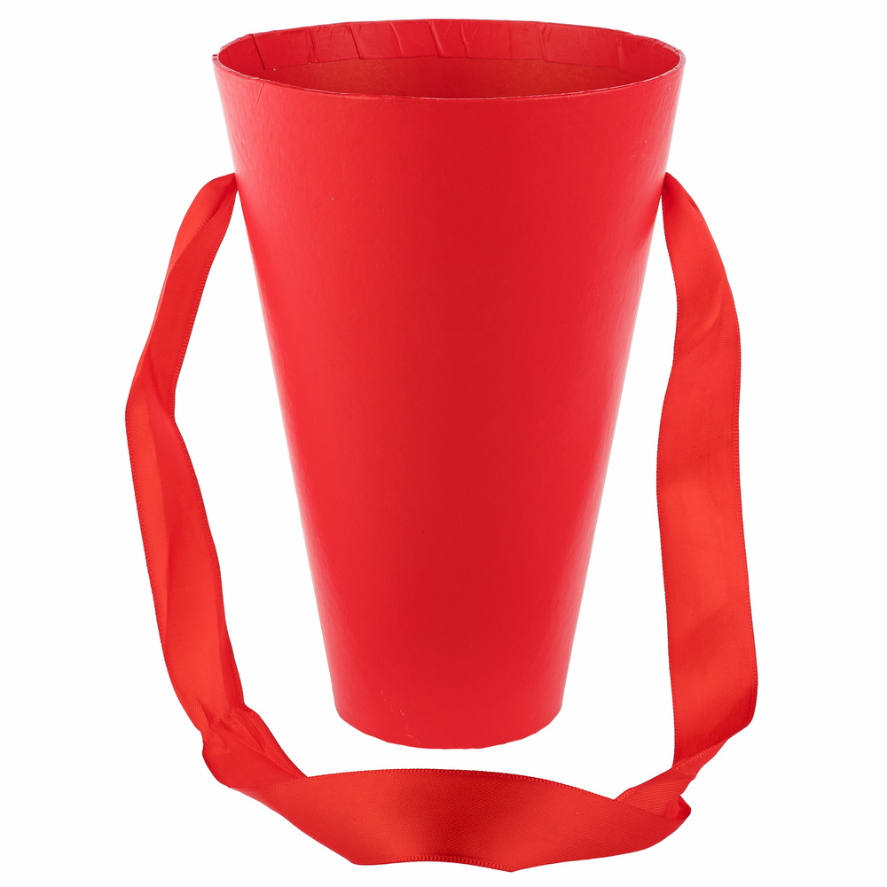 Коробка-кашпо "Конус", D13,5xH20 см, с ручкой Красный