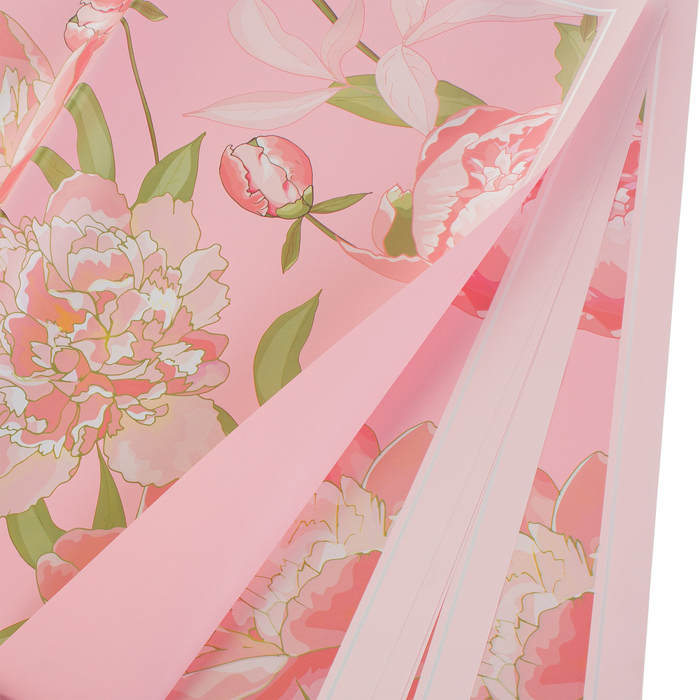 Пленка матовая "Цветы", 58x58 см, 68 mic, набор (20 шт), перламутр Розовый