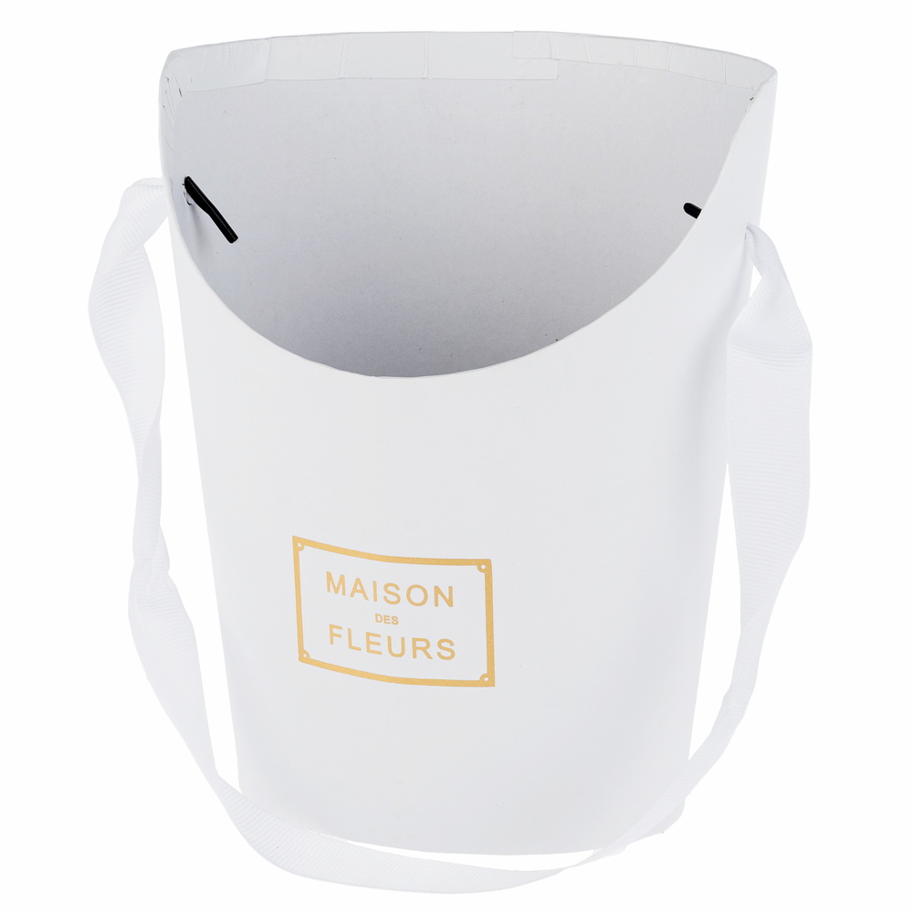 Коробка-кашпо "Принт", 15,5x12xH19 см, с ручкой Белый