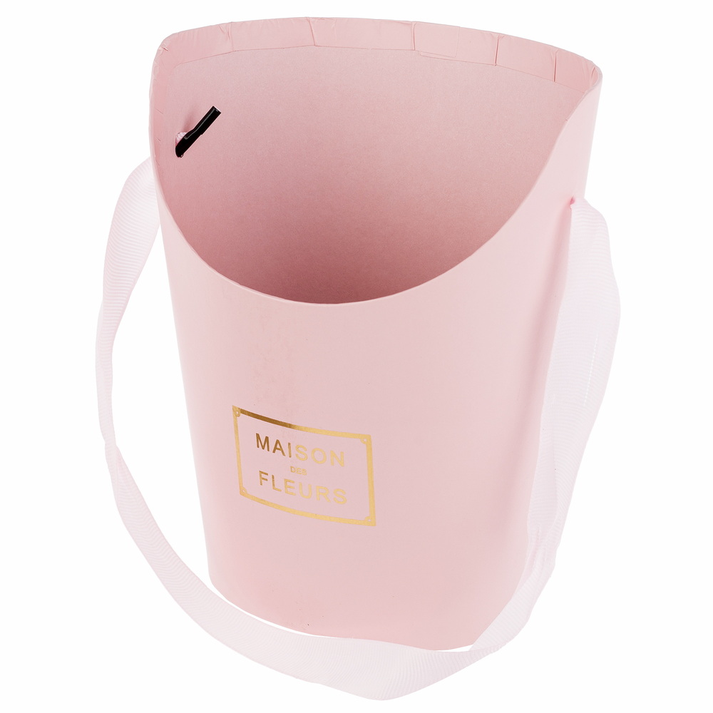 Коробка-кашпо "Принт", 15,5x12xH19 см, с ручкой Розовый