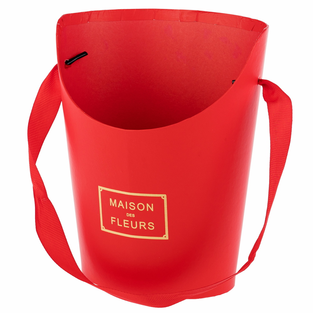 Коробка-кашпо "Принт", 15,5x12xH19 см, с ручкой Красный