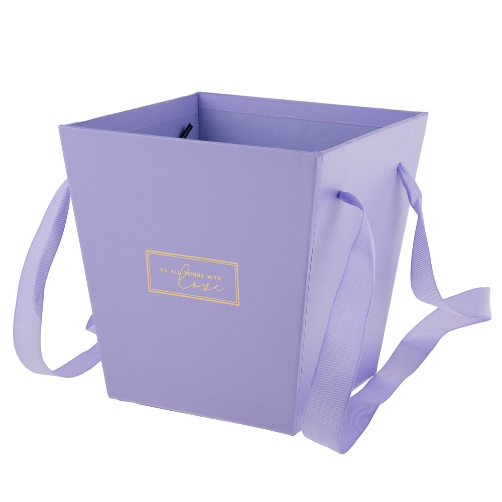 Коробка-кашпо "Трапеция/Принт", 14,5x11xH15 см, с ручкой Фиолетовый