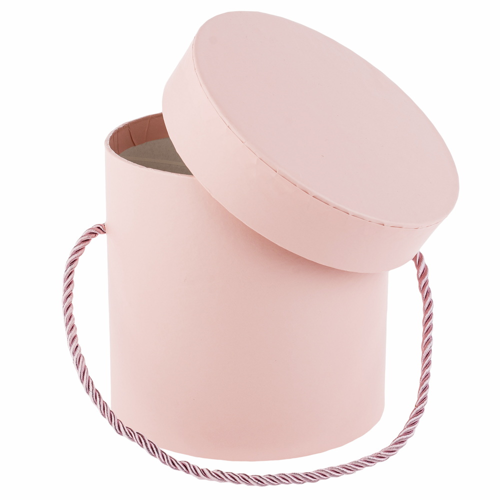 Коробка шляпная, D13xH13 см, с ручкой Розовый