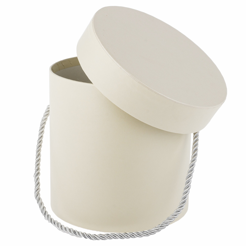 Коробка шляпная, D13xH13 см, с ручкой Кремовый