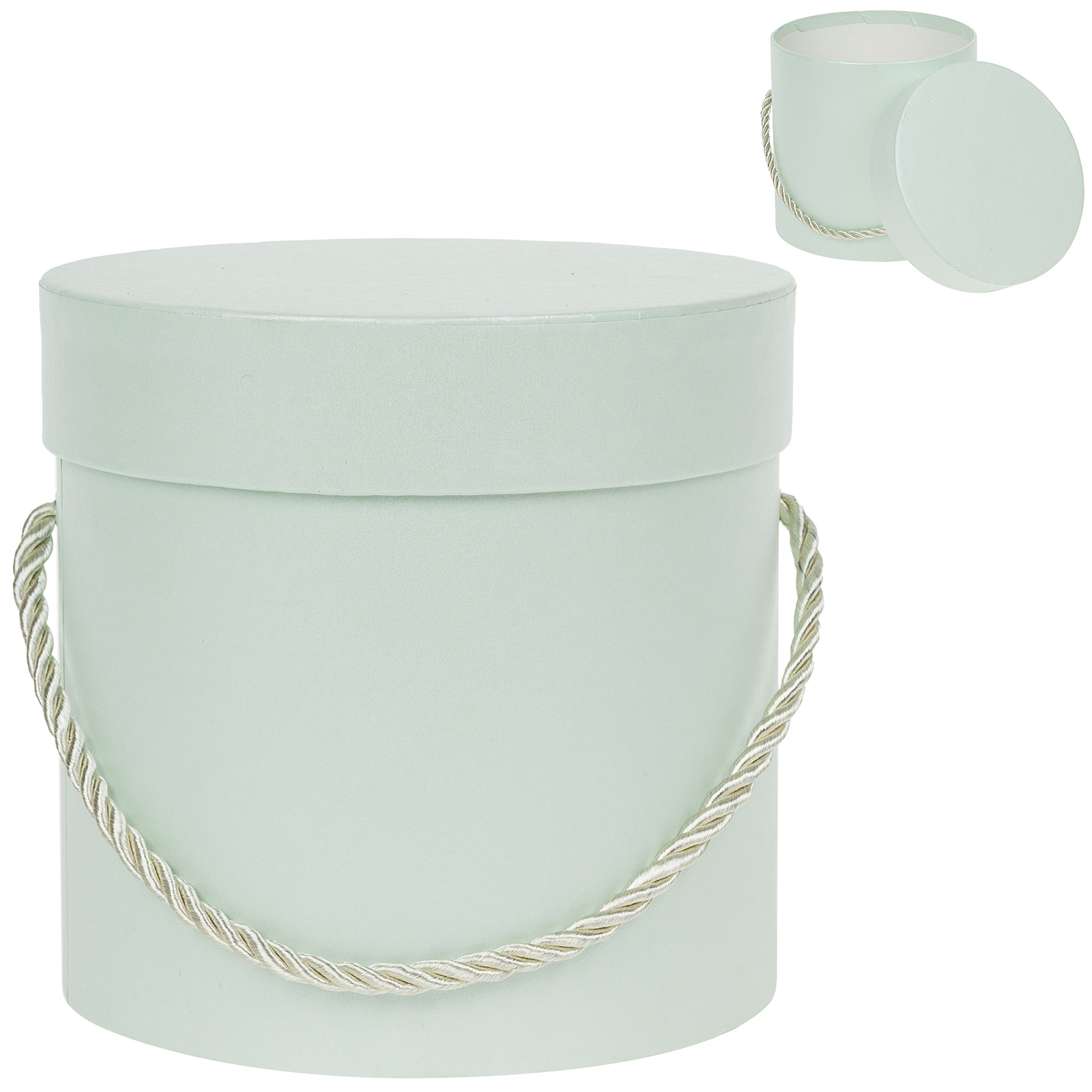 Коробка шляпная, D13xH13 см, с ручкой Светло-зеленый