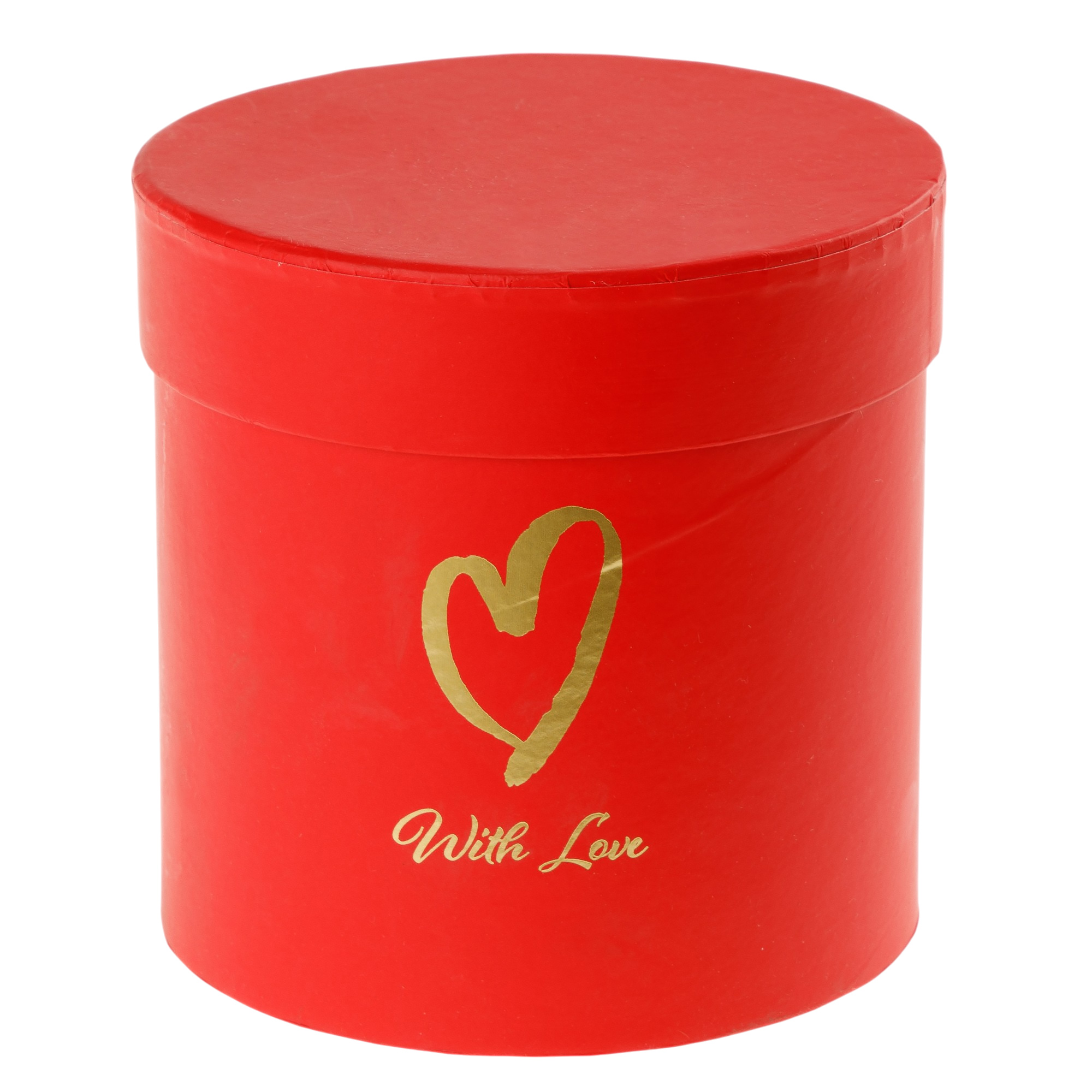 Коробка шляпная "With love", D11xH11 см Красный