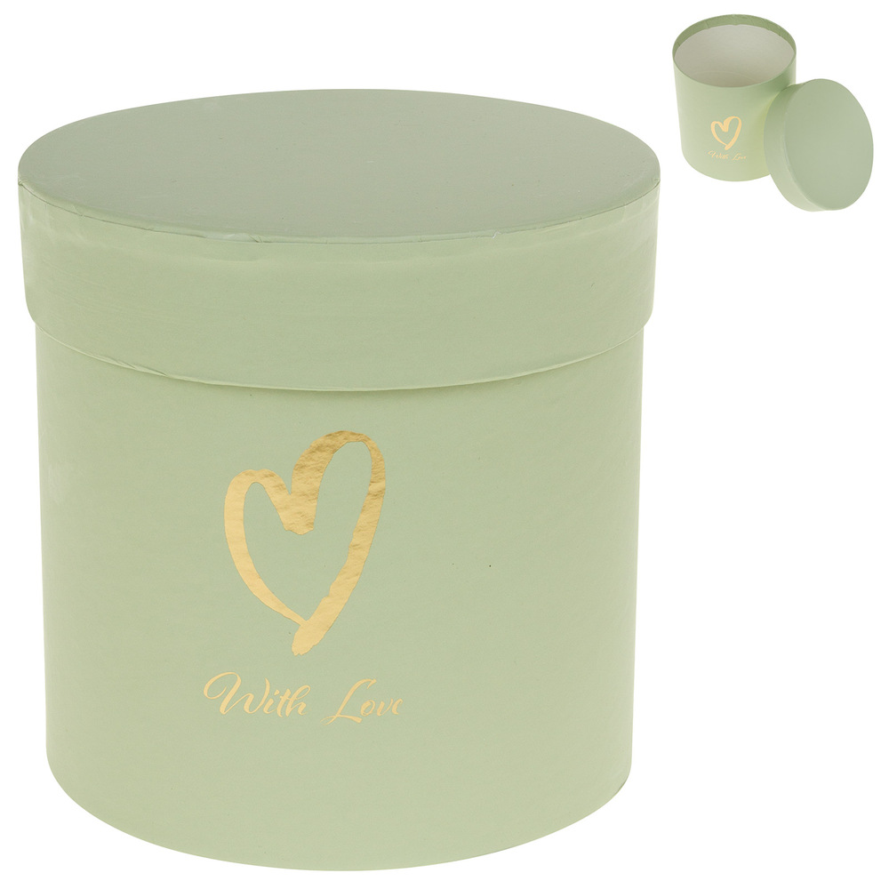 Коробка шляпная "With love", D11xH11 см Зеленый