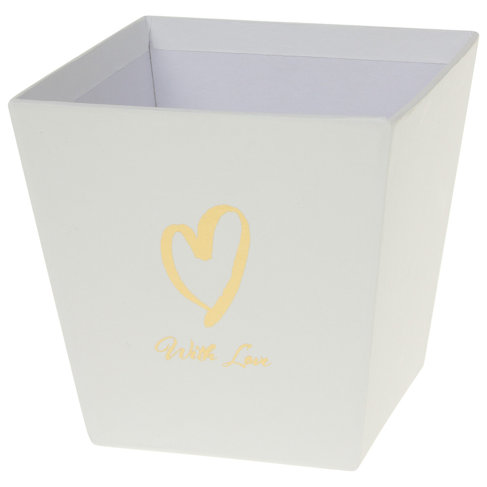 Коробка-кашпо "With love", 11x11xH11 см Белый