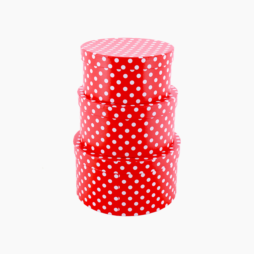 Коробка шляпная "Гороx", D22xH12 см - D18xH9 см, набор (3 шт) Красный