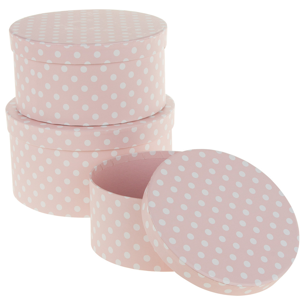 Коробка шляпная "Гороx", D22xH12 см - D18xH9 см, набор (3 шт) Светло-розовый