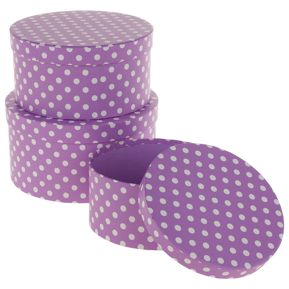 Коробка шляпная "Гороx", D22xH12 см - D18xH9 см, набор (3 шт) Сиреневый