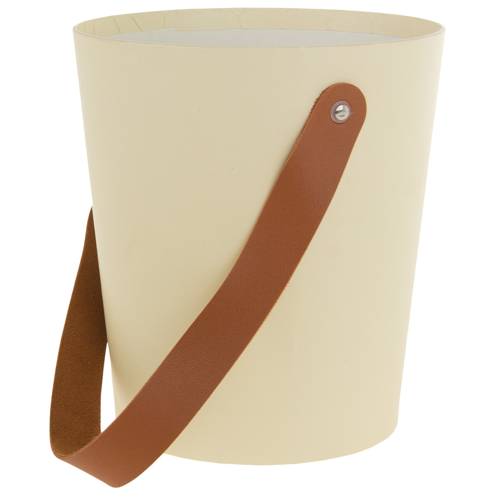 Коробка-кашпо, 15x17xH12 см, с ручкой Кремовый