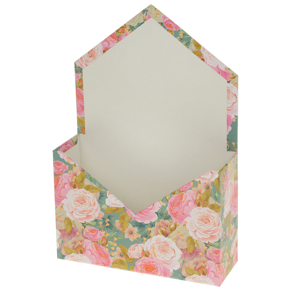 Коробка-кашпо "Конверт/Цветы", 20x7xH30 см Розовый