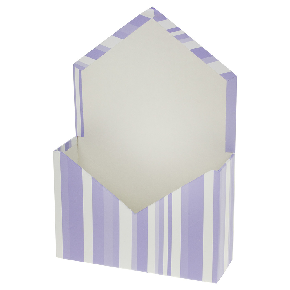 Коробка-кашпо "Конверт/Полоса", 20x7xH30 см Белый-фиолетовый