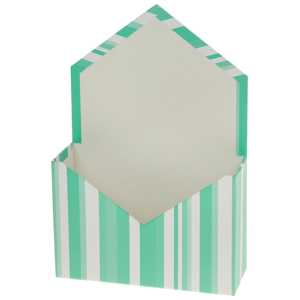 Коробка-кашпо "Конверт/Полоса", 20x7xH30 см Белый-зеленый