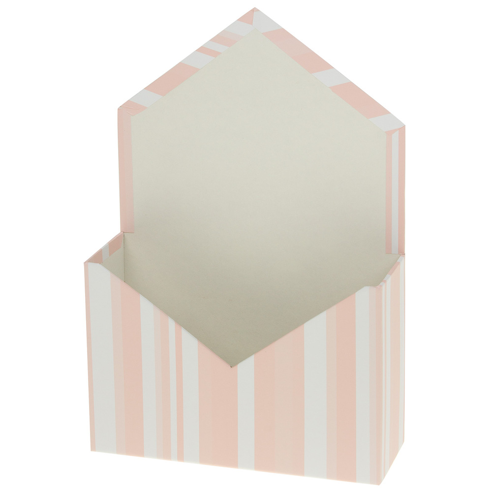 Коробка-кашпо "Конверт/Полоса", 20x7xH30 см Белый-розовый