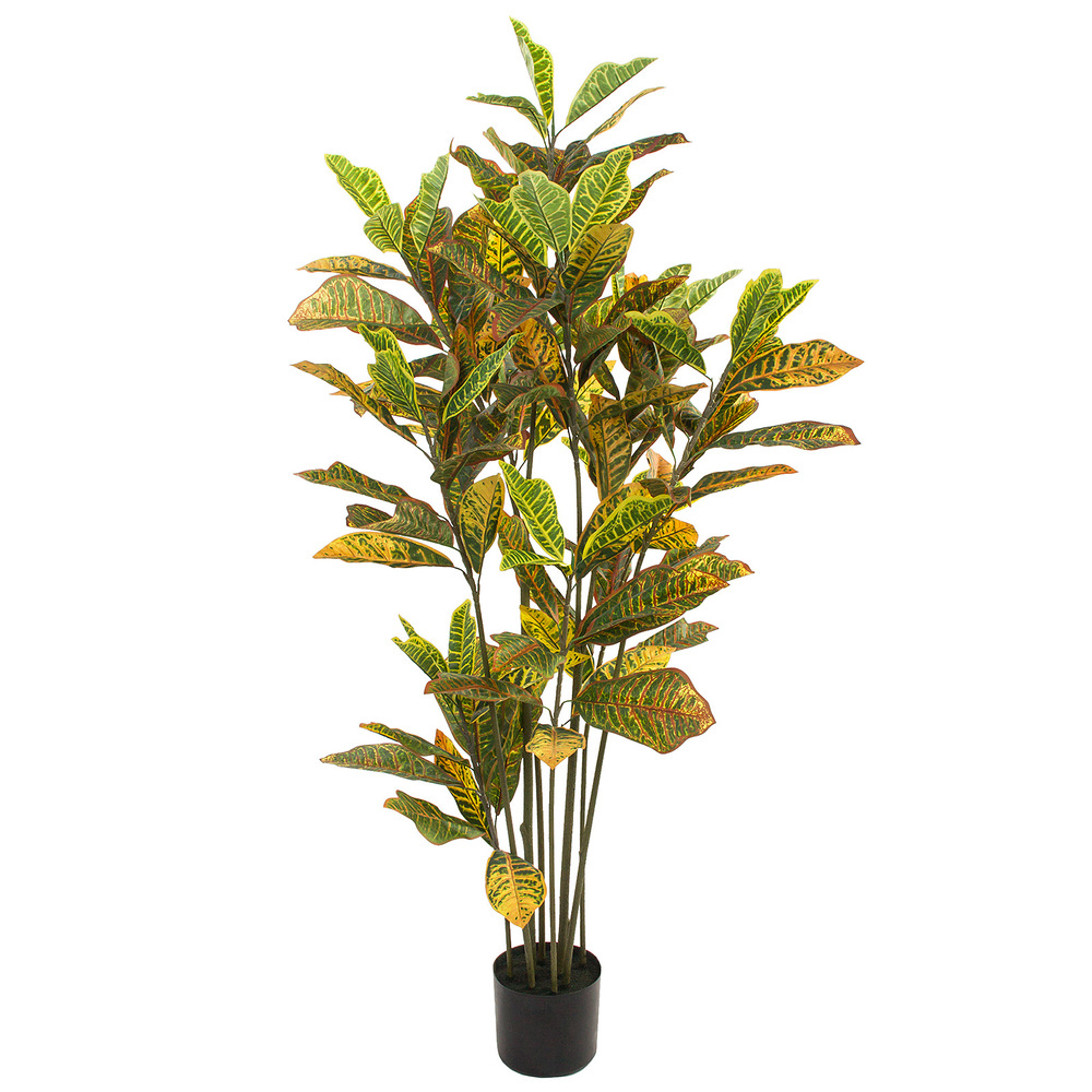 Растение искусственное в кашпо "Кротон", H160 см Зеленый