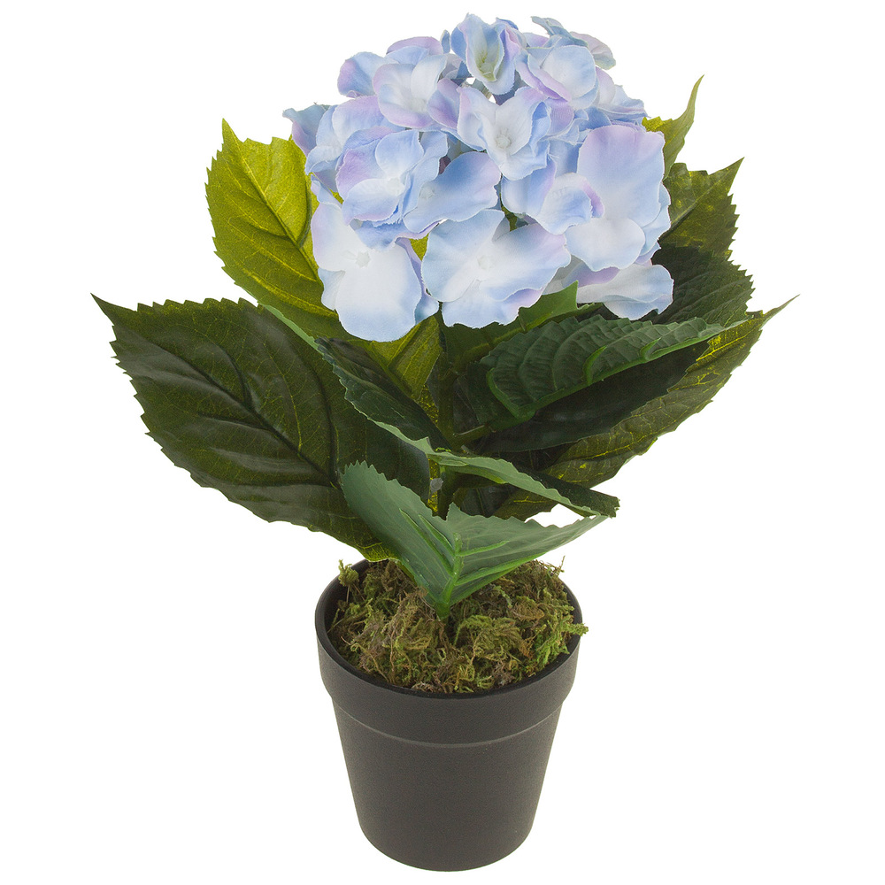 Растение искусственное в кашпо "Гортензия", H30 см Голубой