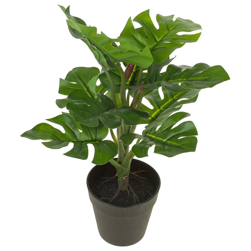 Растение искусственное в кашпо "Монстера", H35 см Зеленый