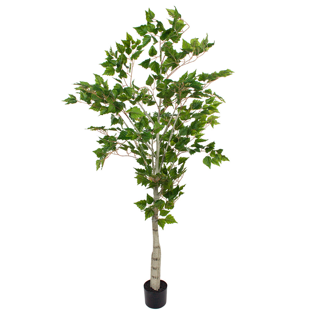 Дерево искусственное в кашпо "Береза", H152 см, 555 листьев Зеленый