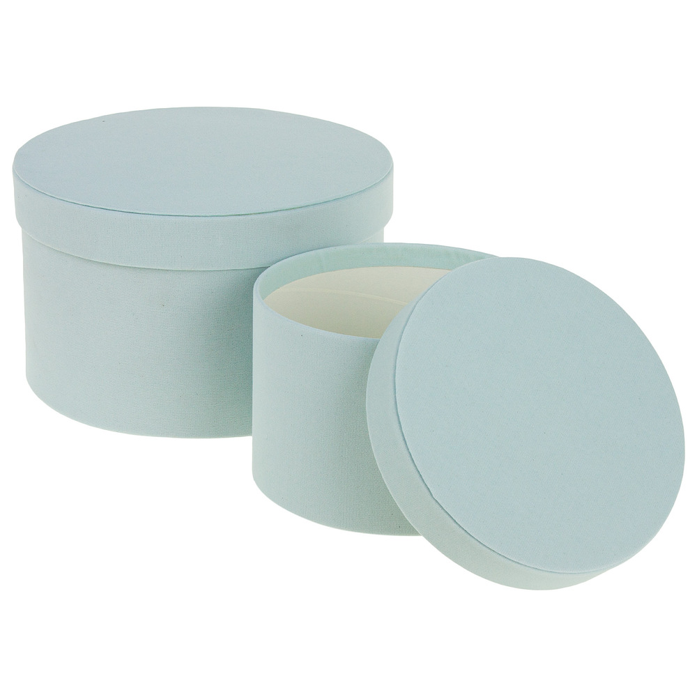 Коробка шляпная (барxат), D20xH12 см, D15xH10 см, набор (2 шт) Голубой