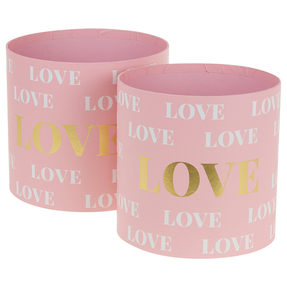 Коробка шляпная "Принт", D19xH17 см, D17xH16,5 см, набор (2 шт), без крышки Розовый