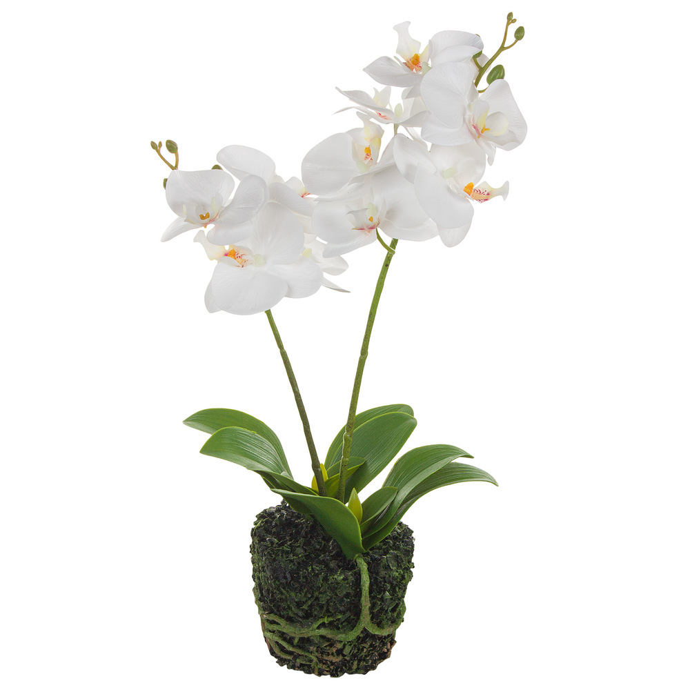 Растение искусственное в кашпо "Фаленопсис", H46 см Белый