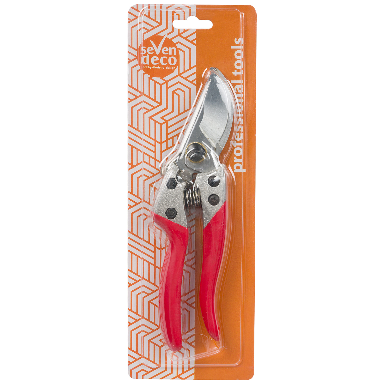 Секатор (металл), 19 см Красный