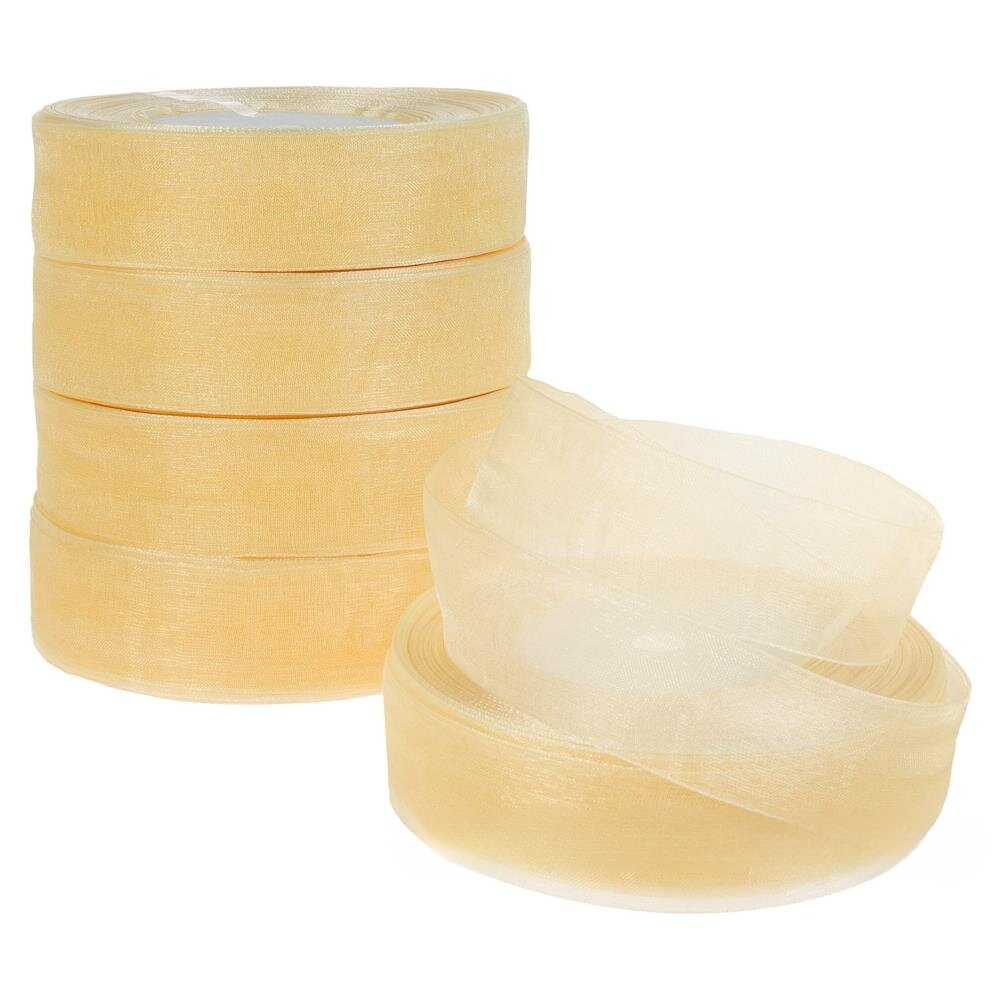 Лента органза, 25 ммx50 ярд, набор (5 шт) Кремовый