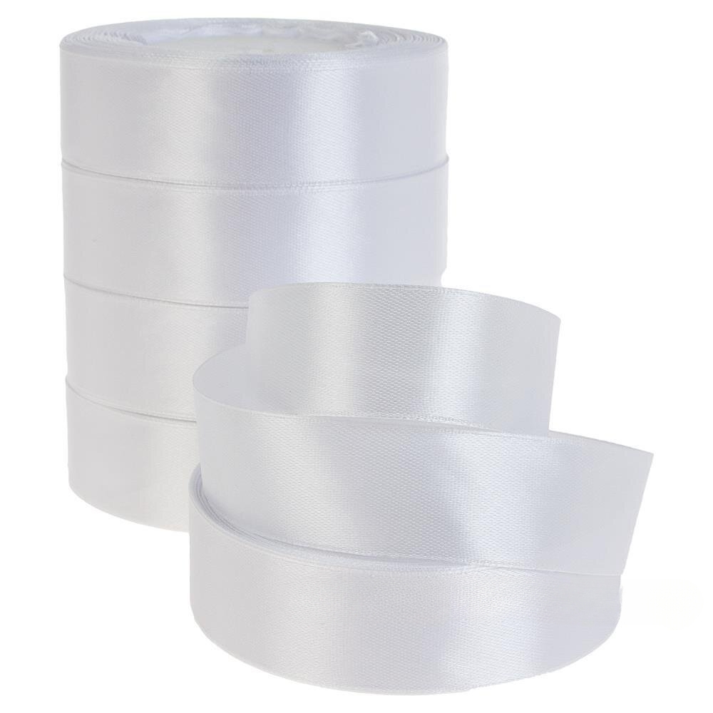 Лента атлас, 25 ммx25 ярд, набор (5 шт) Белый