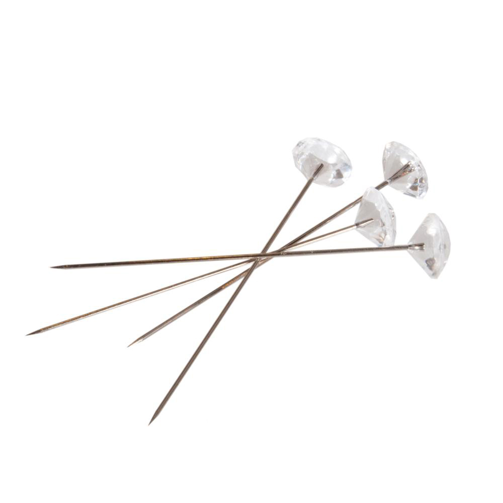 Булавки бриллиантовые "Diamond Pins", D1,2хH6,4 см, набор (100 шт), Oasis Прозрачный-серебряный