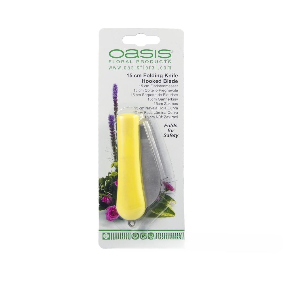 Нож флористический складной "Folding Knife", 6 см, с изогнутым лезвием, Oasis Желтый