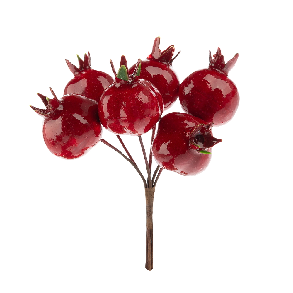 Ягоды искусственные на вставке (пластик), D2xH11 см, набор (6 шт) Красный