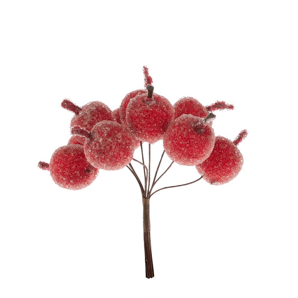 Ягоды искусственные на вставке (пластик), D2xH12 см, набор (10 шт) Красный