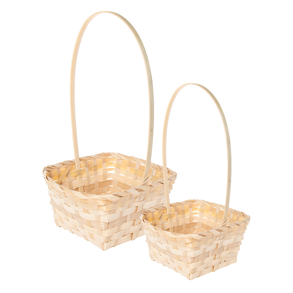 Корзина плетеная (бамбук), 17x17xH8/31 см, 13x13xH7/30 см, набор (2 шт) Натуральный
