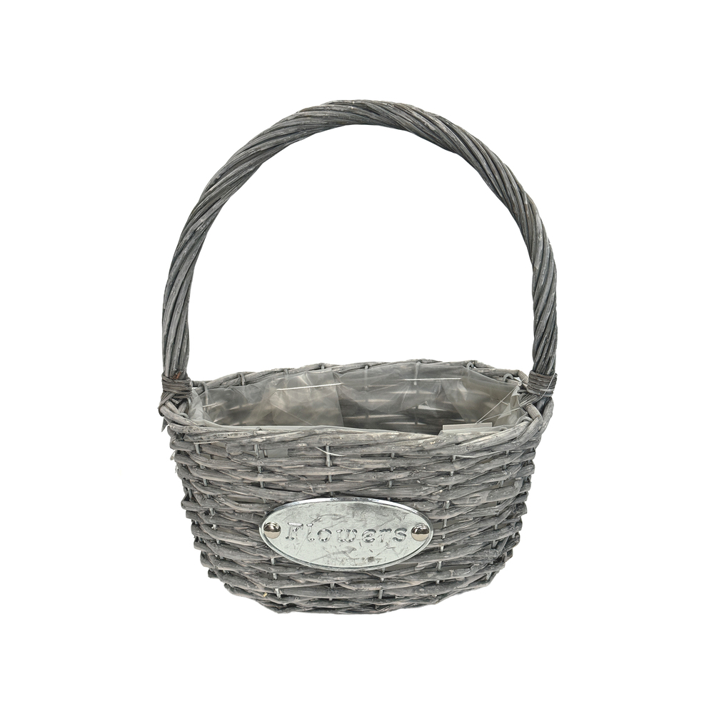 Корзина плетеная (ива), 22x22xH12/30 см Серый