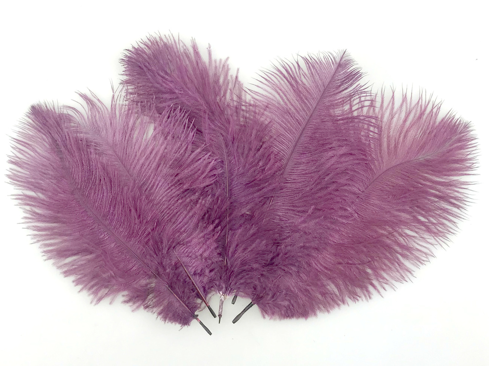 Перо страуса декоративное, 20-25 см, набор (5 шт) Пыльно-сиреневый