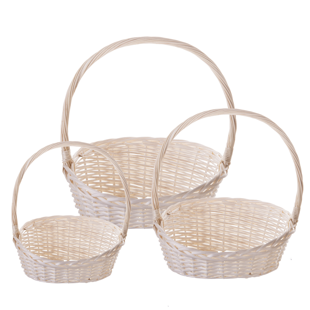 Корзина плетеная (ива), 44x34xH10/44 см, 38x29xH9/39 см, 32x24xH8/34 см, набор (3 шт) Натуральный